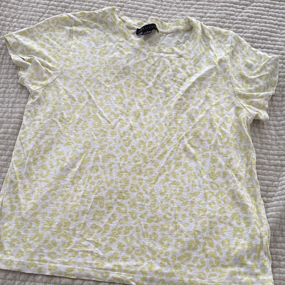 Sanctuary Yellow and White Animal Print Tee